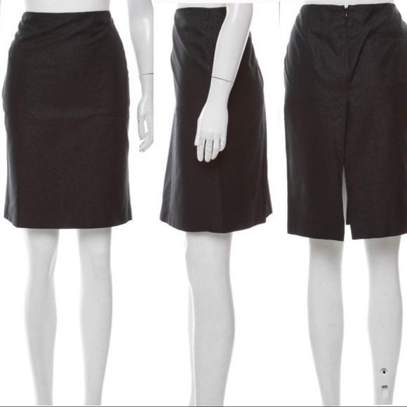 Costume National Chevron Texture Black Pencil Skirt Size Medium - Picture 2 of 7
